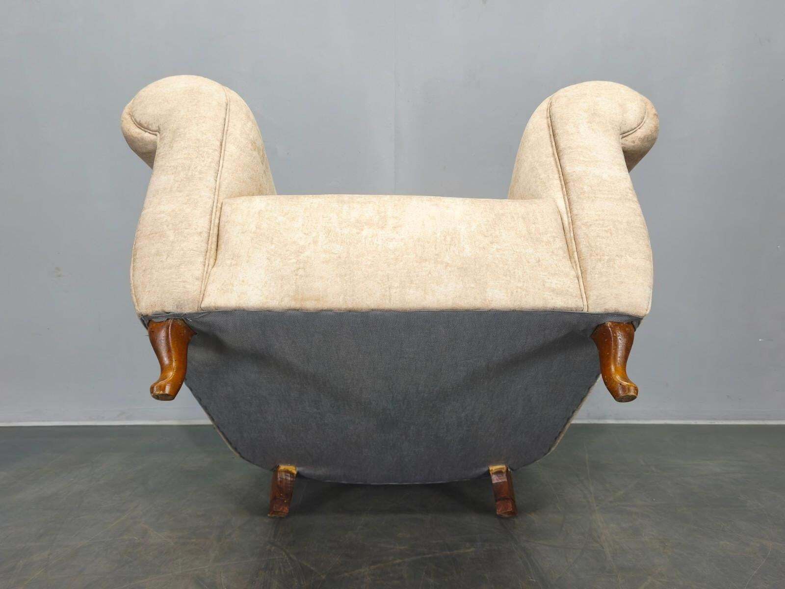photo furniture Italian Mid Century Velvet Lounge Armchair, 1950s