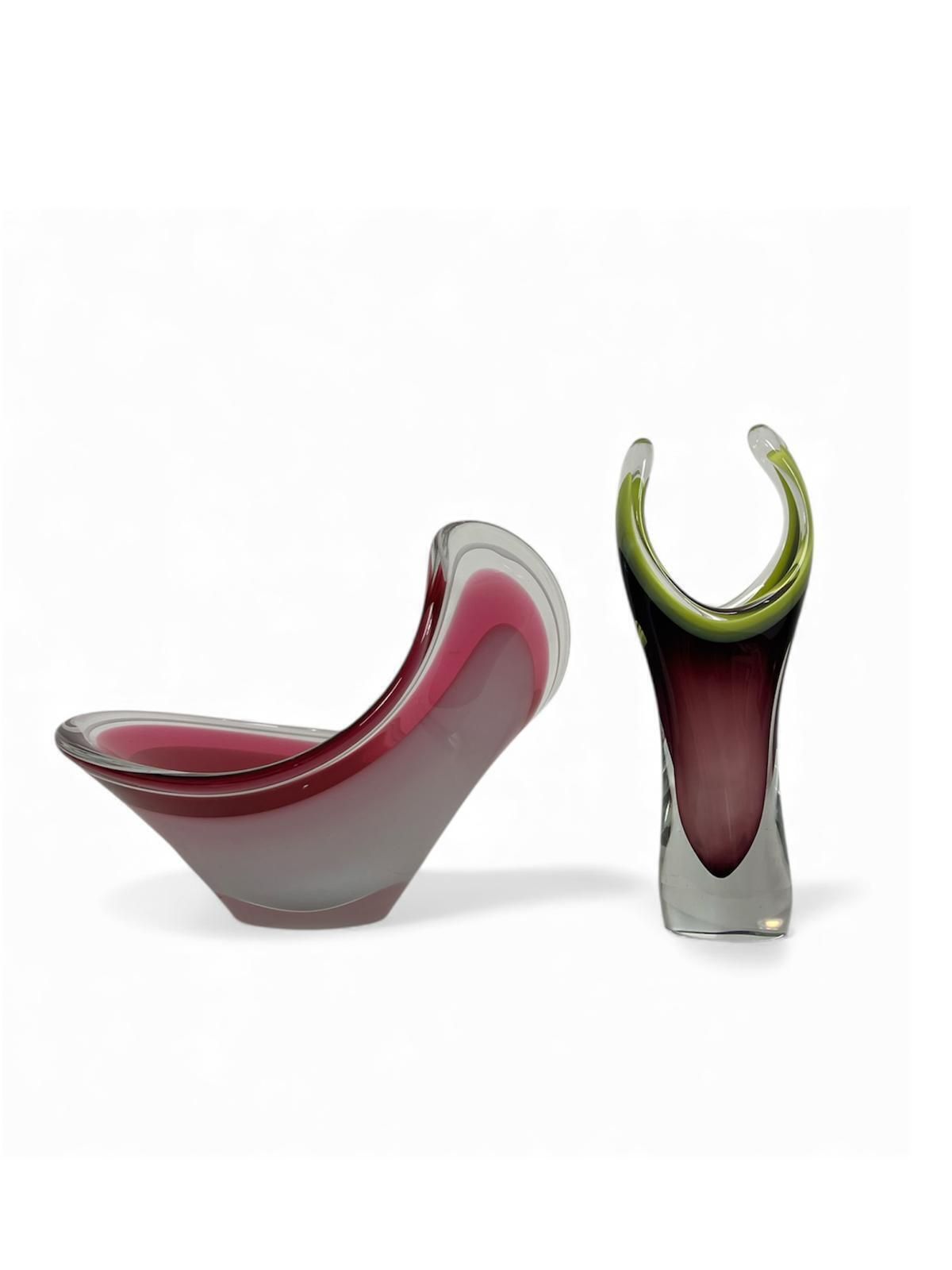 Paul Kedelv “Coquille” Vase And Bowl For Flygfors, Sweden, 1950s photo for sale