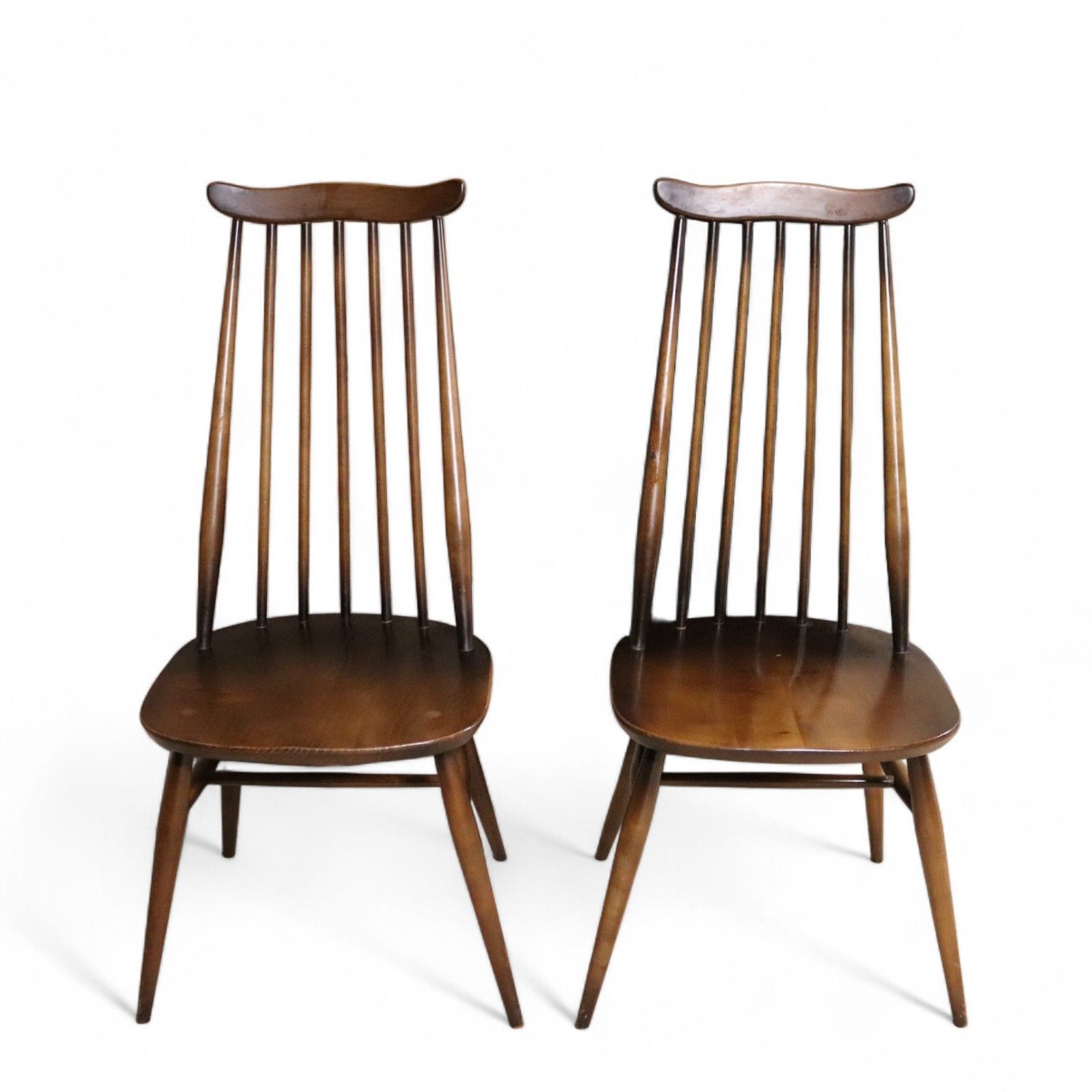 Set Of 4 Ercol Goldsmith Dining Chairs Dark Wood Solid Elm & Beech photo vinterior