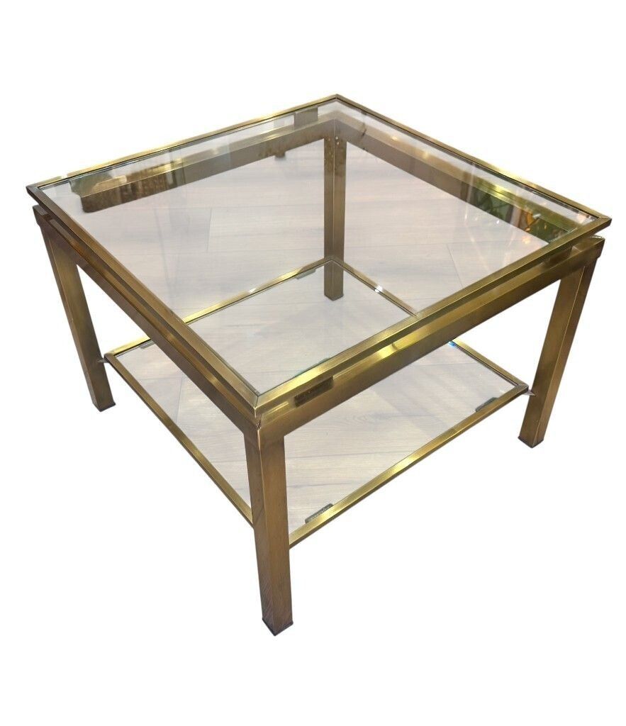 A Pair Of 1970s French Gilt Metal Guy Lefevre Style Side Tables photo for sale