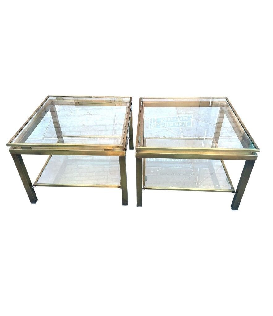 photo furniture A Pair Of 1970s French Gilt Metal Guy Lefevre Style Side Tables