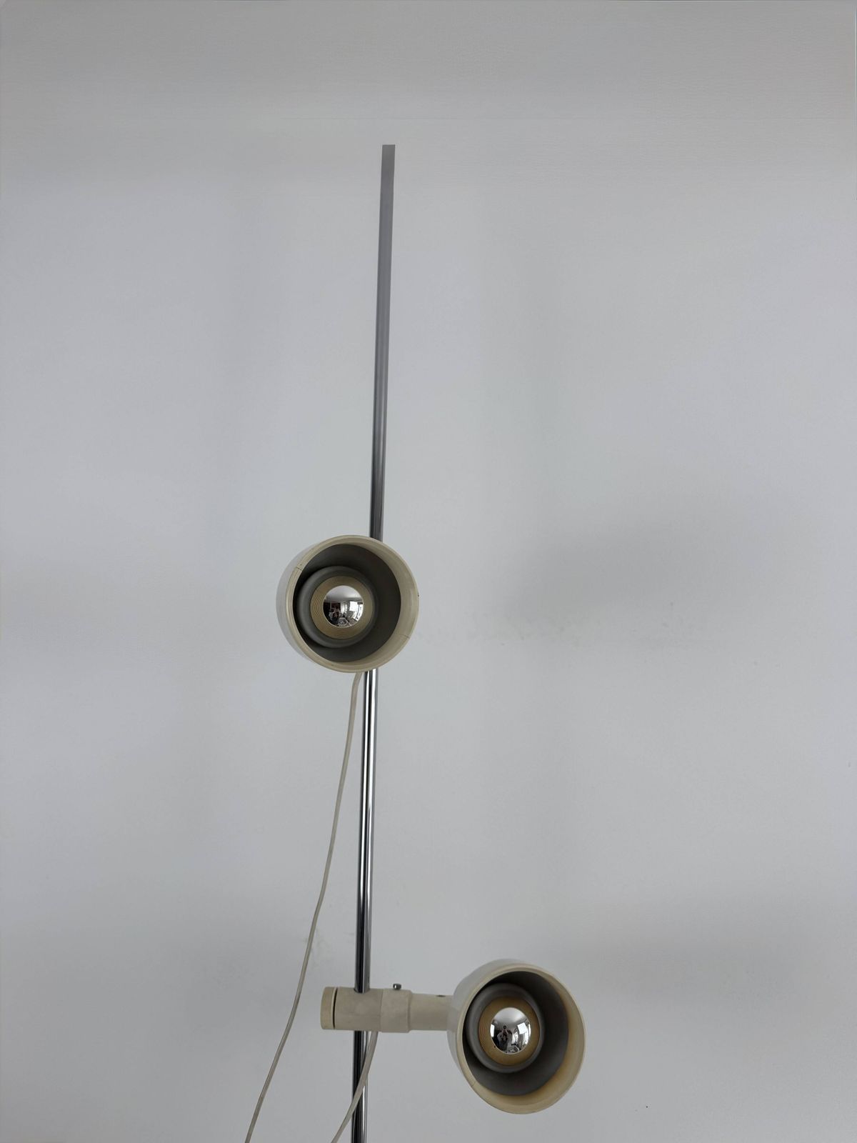 367.0 Vintage Adjustable Floor Lamp Chrome And Beige Pressed Abs, France 1970 photo