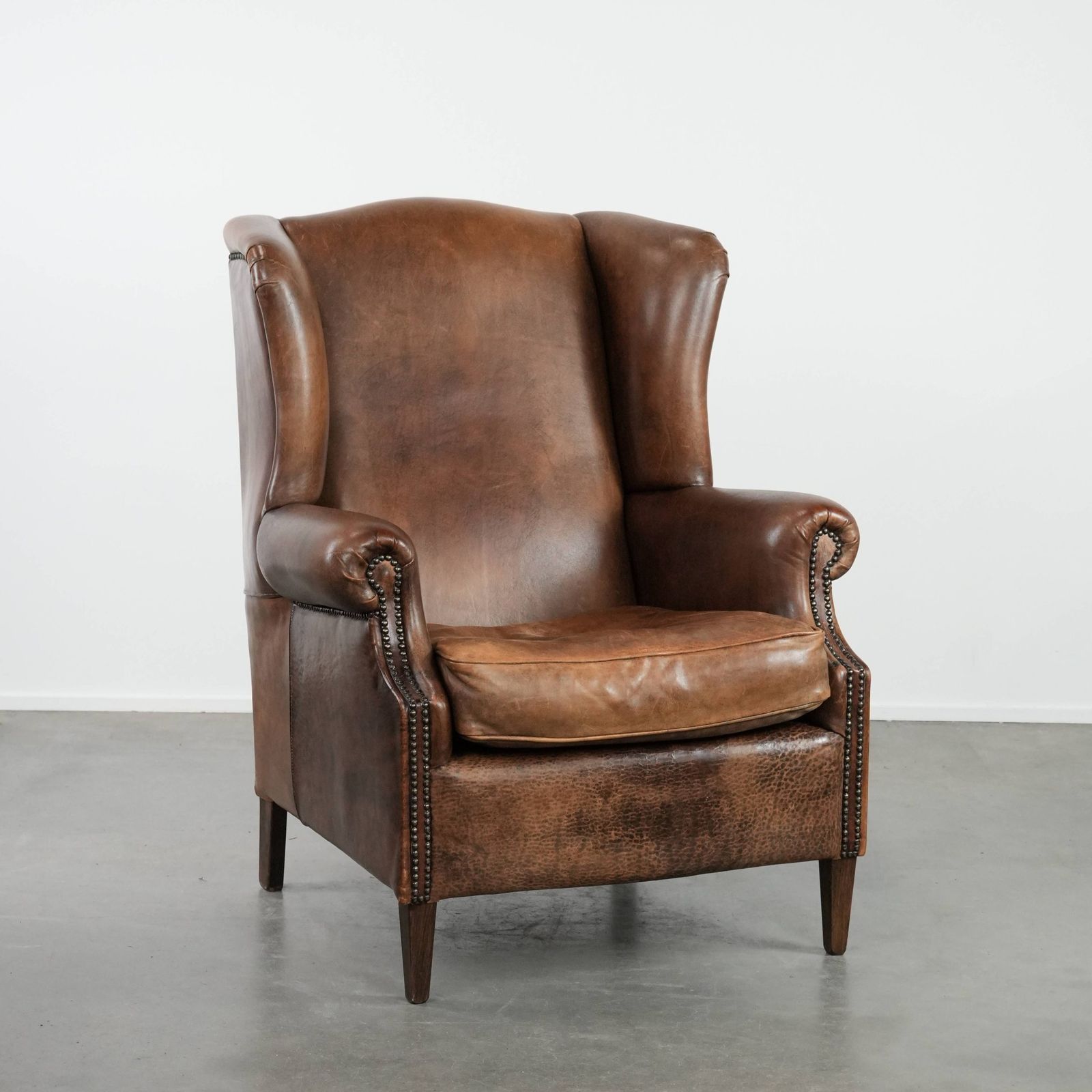 Warm, Cozy And Comfortable Vintage Sheepskin Armchair With Character