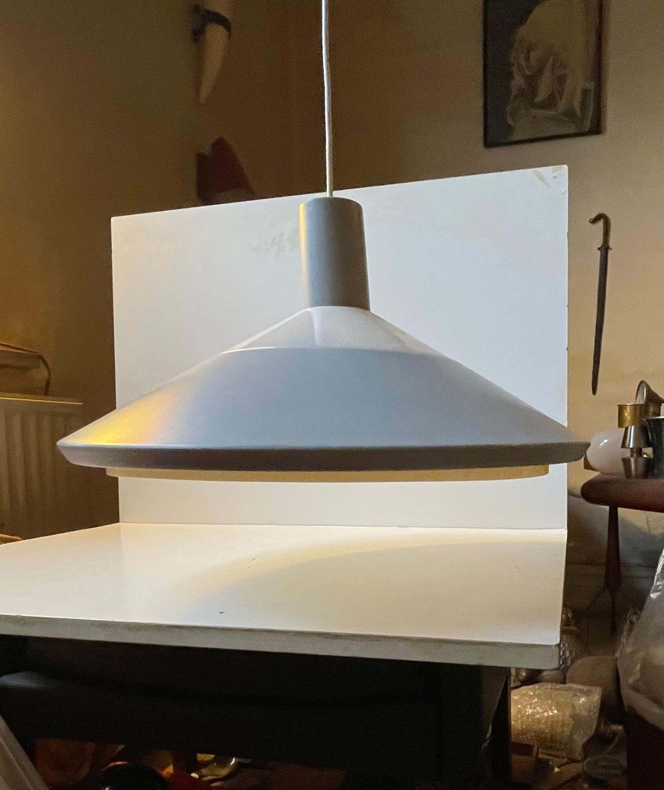Vintage Louis Poulsen Grey Pendant Lamp 'Klassependel', 1960s photo Lighting