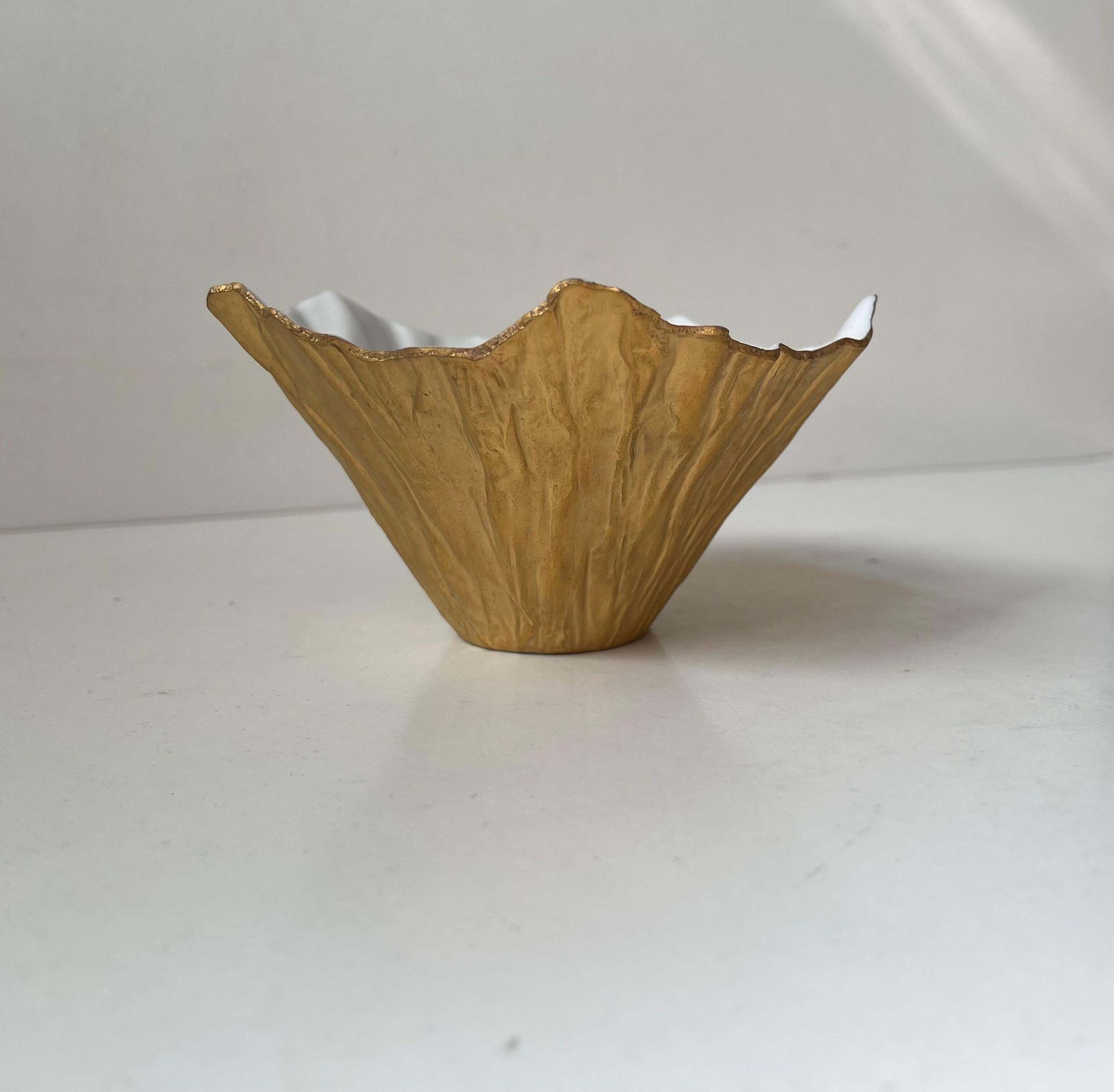 Royal Copenhagen Gold Leaf Porcelain Bowl By Violise Lunn photo for sale