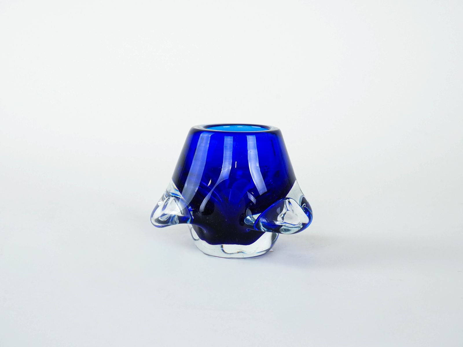 Cobalt Glass Candlestick, Italian Design, 1960s, Made In Italy photo for sale