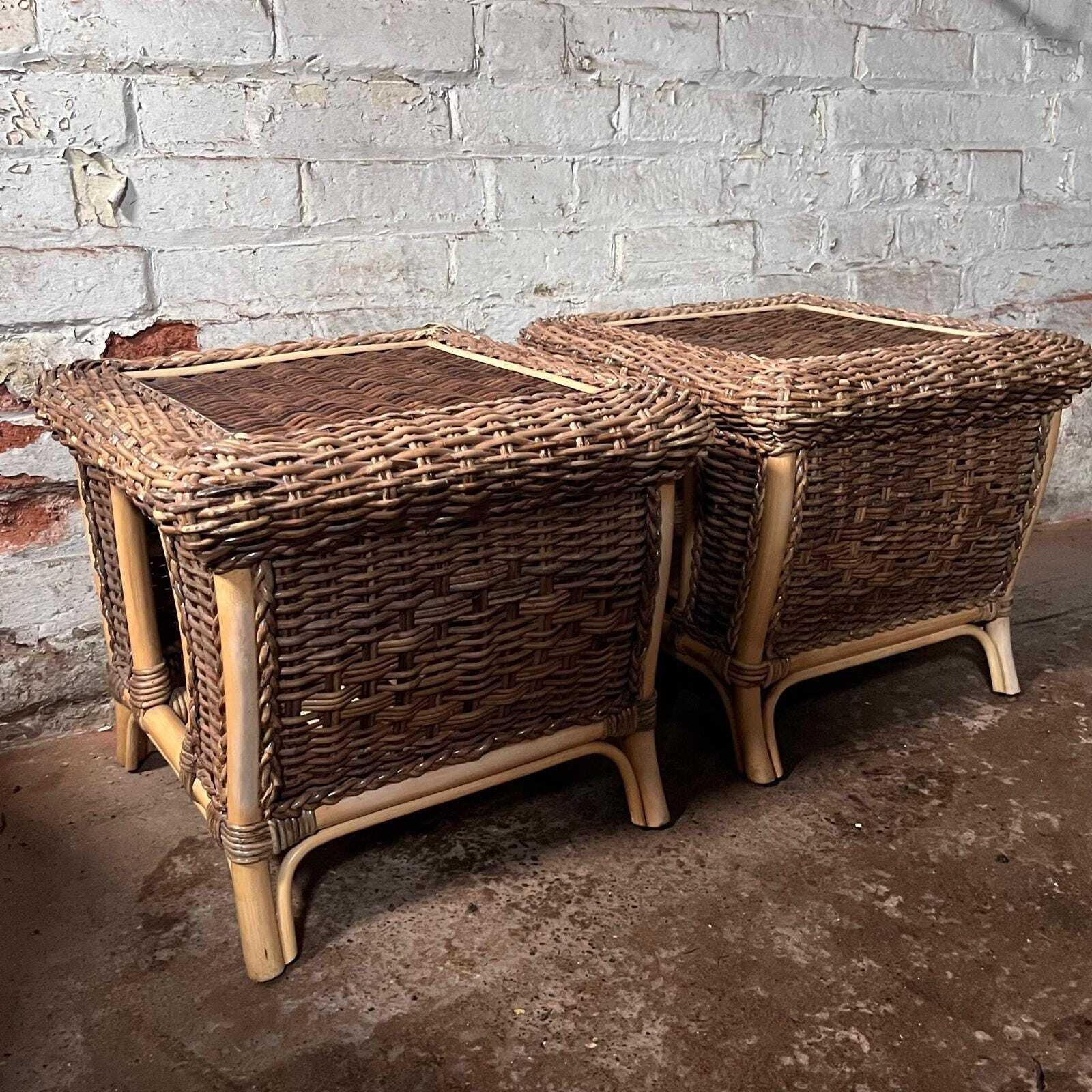 A Pair Of Wicker And Bamboo Bed Side Tables photo 435.0