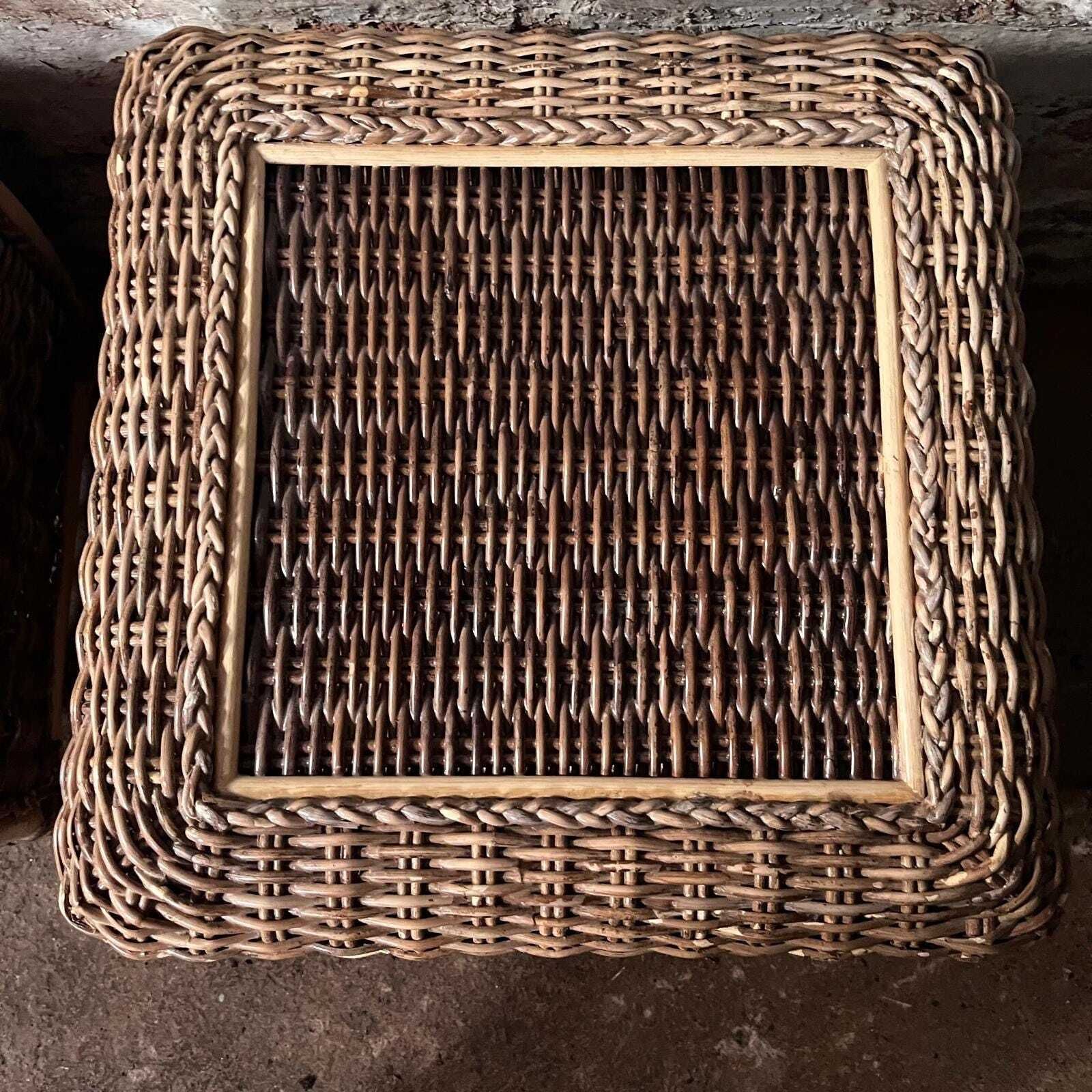 photo furniture A Pair Of Wicker And Bamboo Bed Side Tables