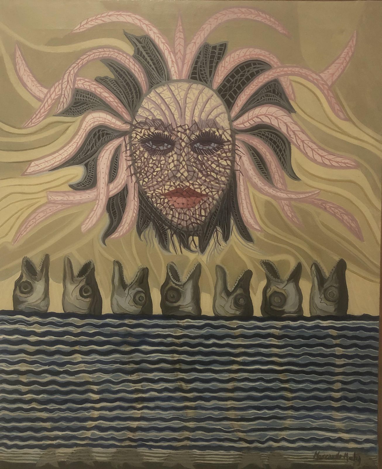 Luis Moscardo Meliasurreal Sea, Oil On Canvasc.1980
