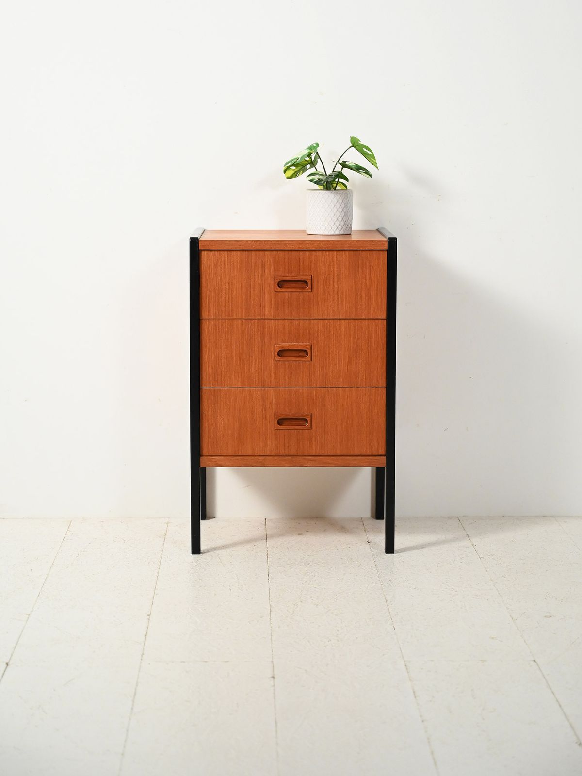 Small Scandinavian Chest Of Drawers With Black Profiles By Bodafors
