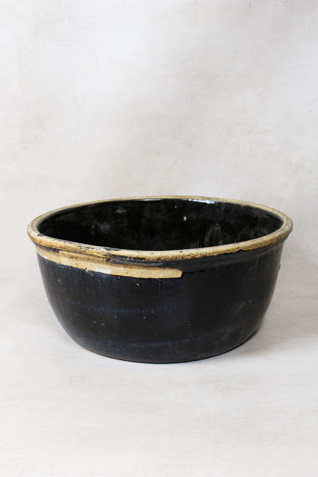 Wabi Sabi Antique Dark Glazed Terracotta Bowl Small  188.4 photo for sale