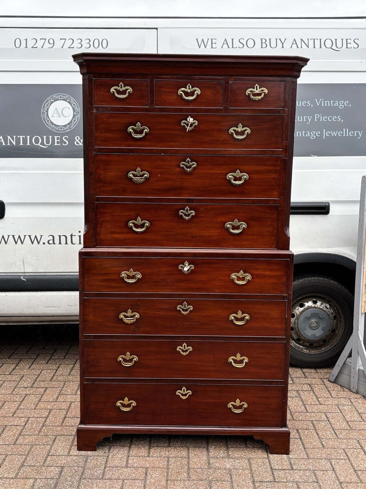 George II Mahogany Chest On Chest With Secretaire Desk, Original Handles. photo 2750.0