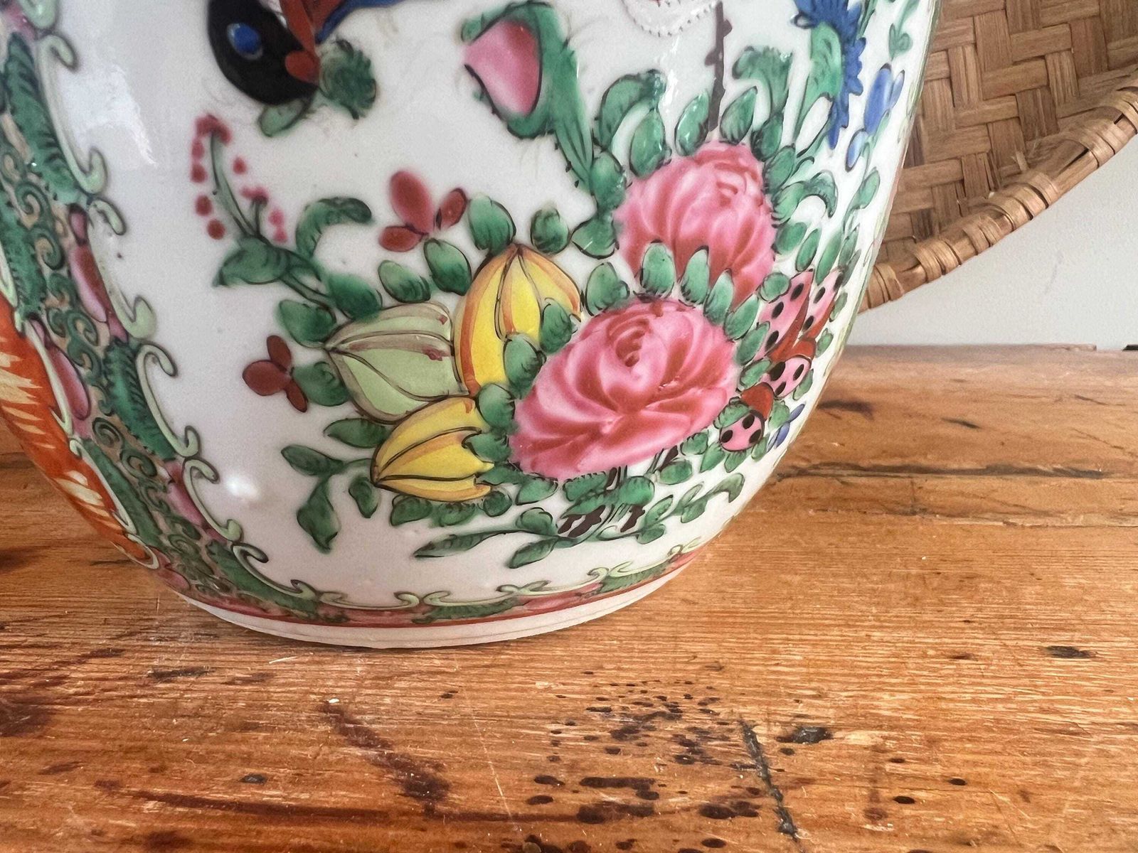 Home Decor Antique Chinese Rose Medallion Ginger Jar 7" / 18cm – Hand Painted Famille Rose Porcelain – Oriental Chinoiserie Decor   Mid 19th Century photo