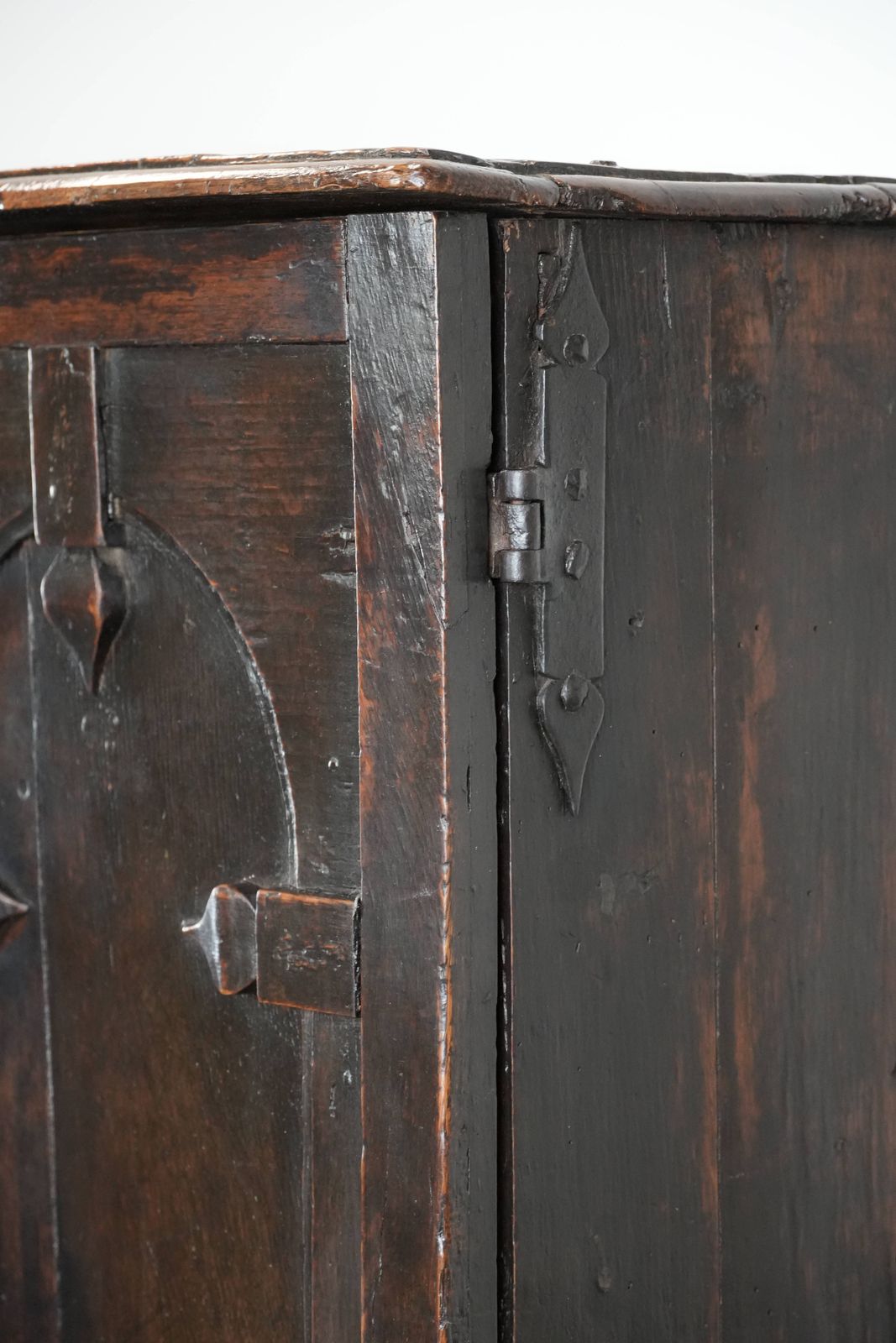 Furniture Unique Antique English Cabinet / Cabinet On Stand Of Oak From The 17th Century With Beautiful Original Details photo