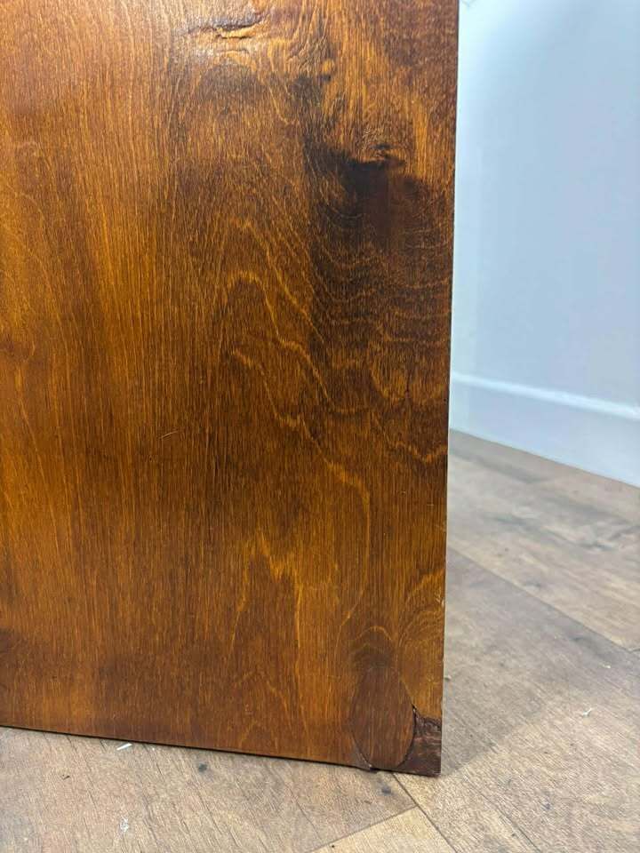 Vintage Dark Oak Veneer Narrow Of Four Drawer Chest photo 249.0