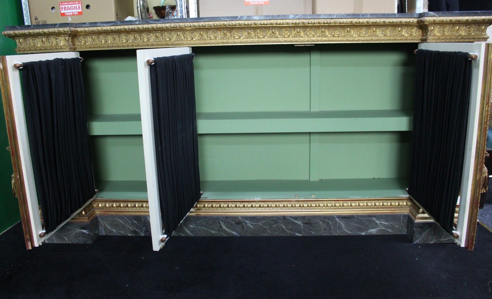 photo vinterior Large Neoclassical Style Gilt And Painted Credenza With Simulated Marble Top