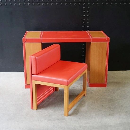 Contemporary Luxury Super Yacht Desk – Red Leather