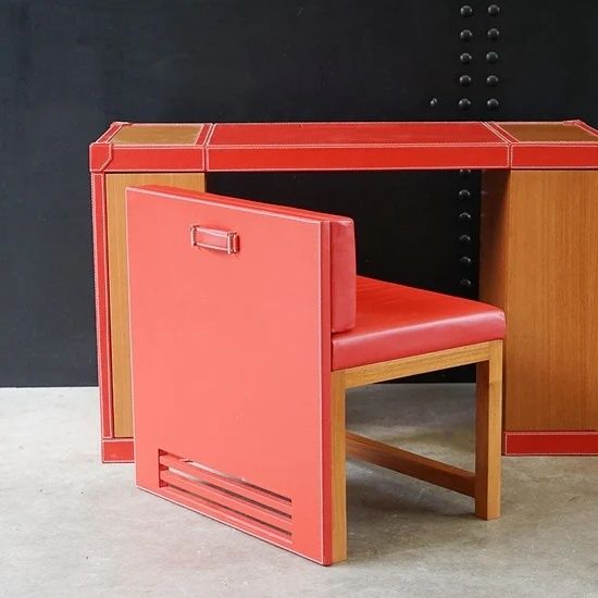 Contemporary Luxury Super Yacht Desk – Red Leather photo for sale