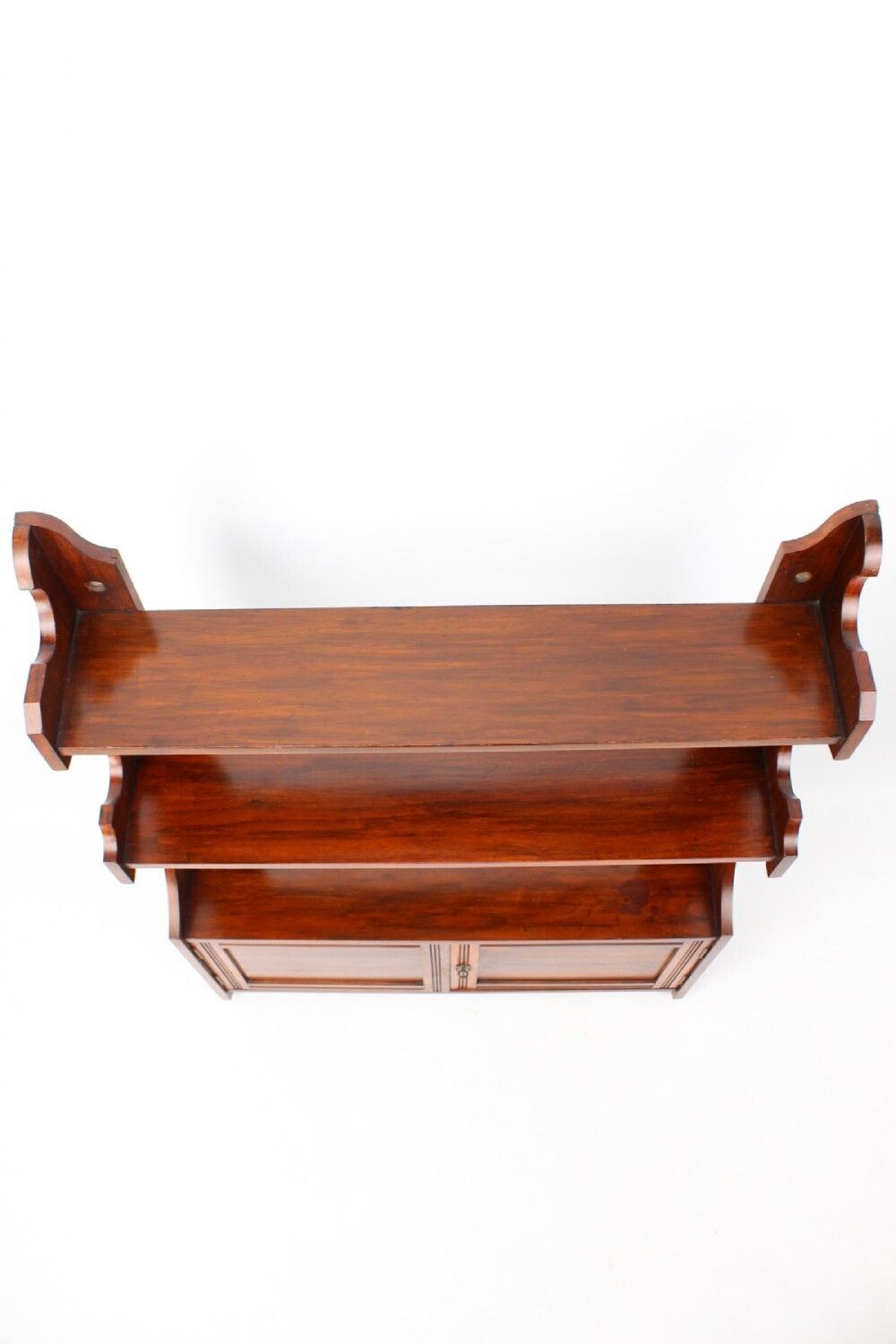 Furniture Large Victorian Walnut Hanging Wall Shelf & Cabinet photo