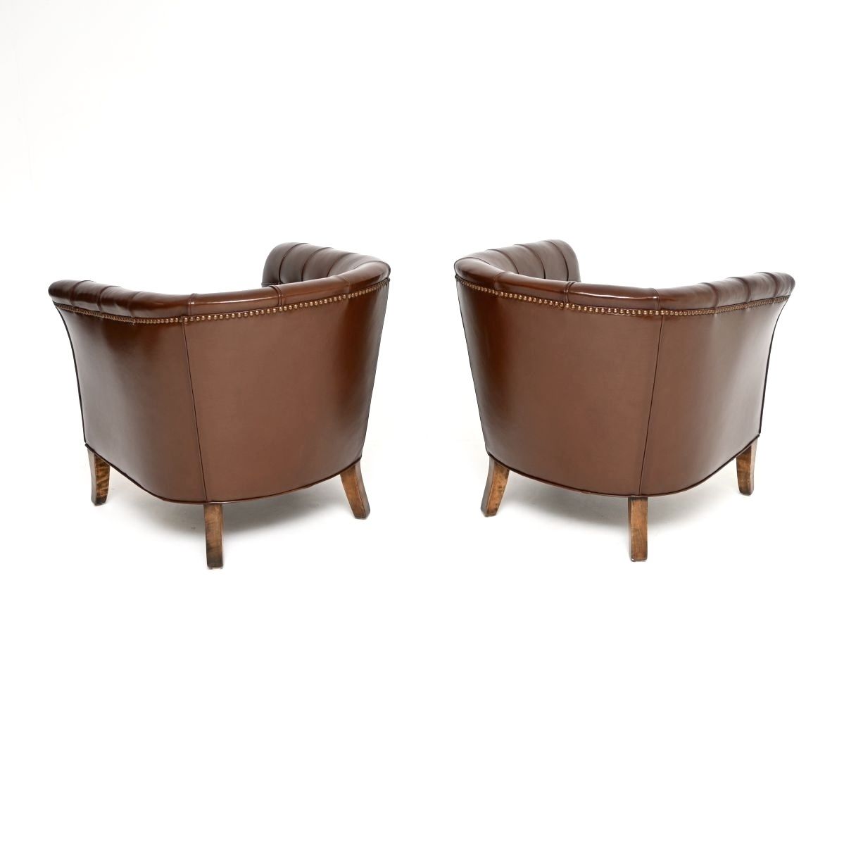 Pair Of Vintage Swedish Leather Armchairs photo buy