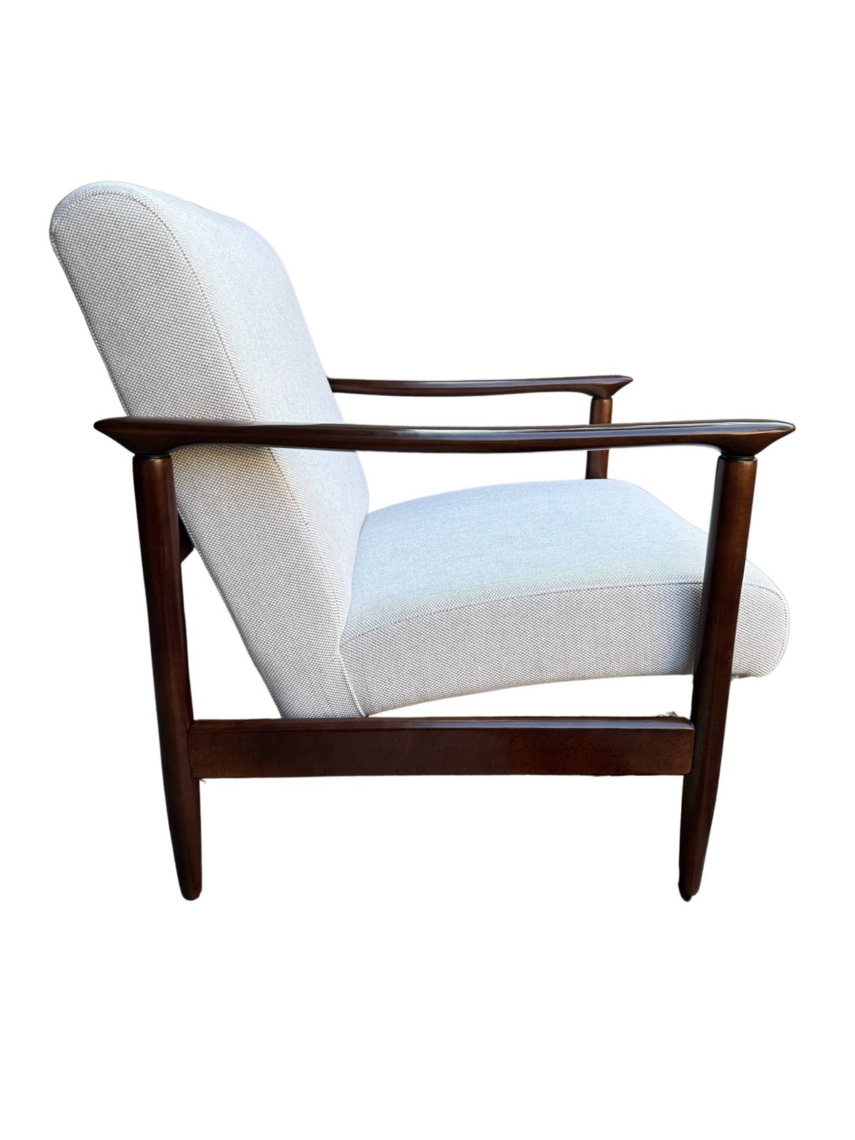 Mid Century Beige Linen Armchairs, By Edmund Homa, 1960s, Set Of Two photo for sale