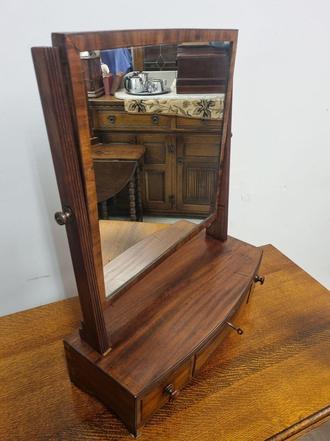 Antique Dressing Table Mirror / Three Drawers / C1920 photo vintage
