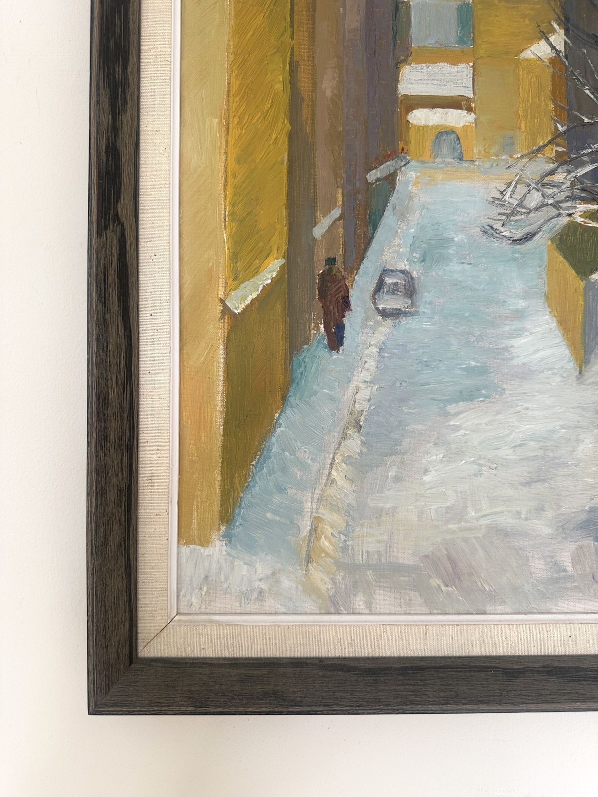 Yellow Houses, Vintage Swedish Oil Painting, Signed & Dated photo Art