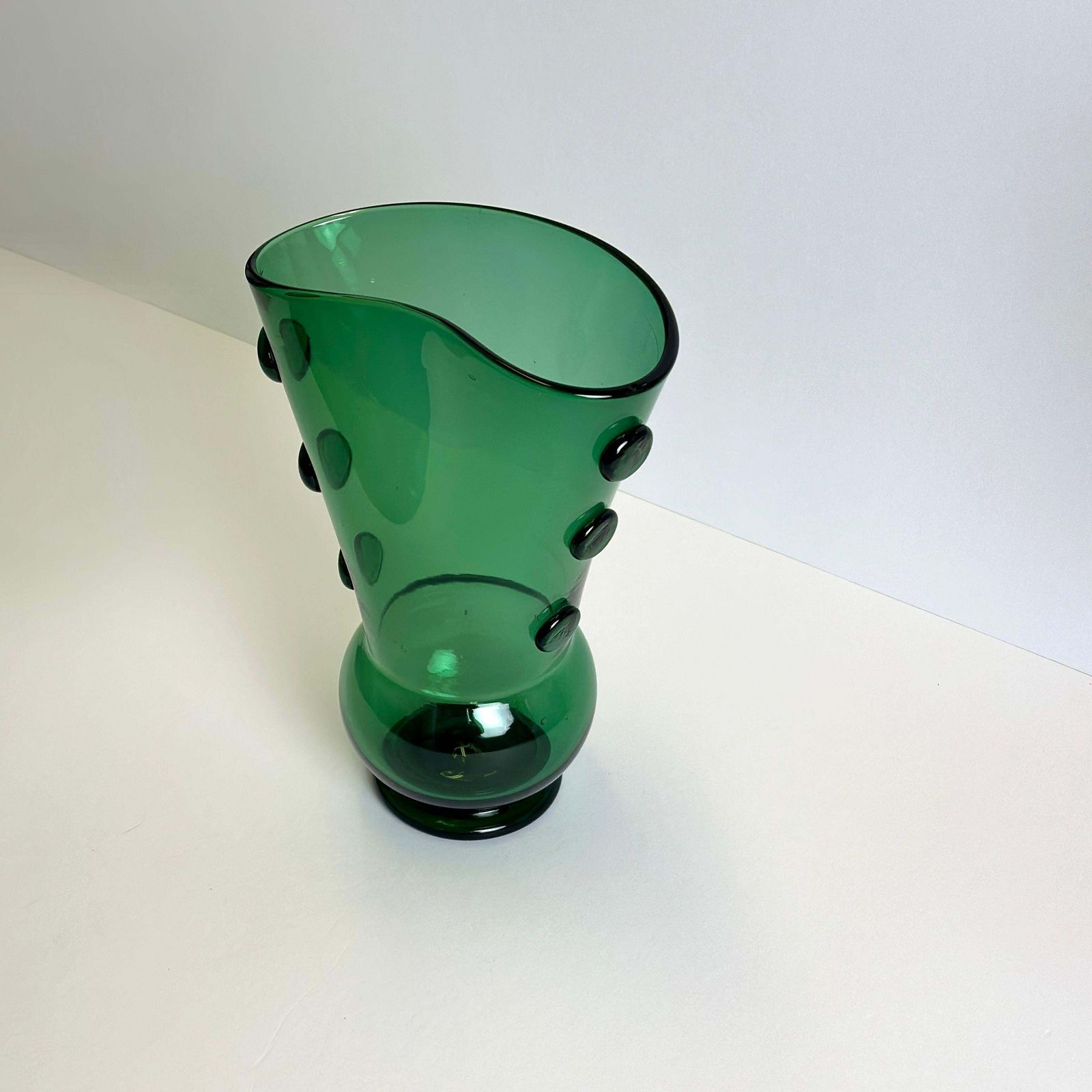 Mid Century Green Blown Glass Vase, Empoli, Italy, 1960s photo 850.0