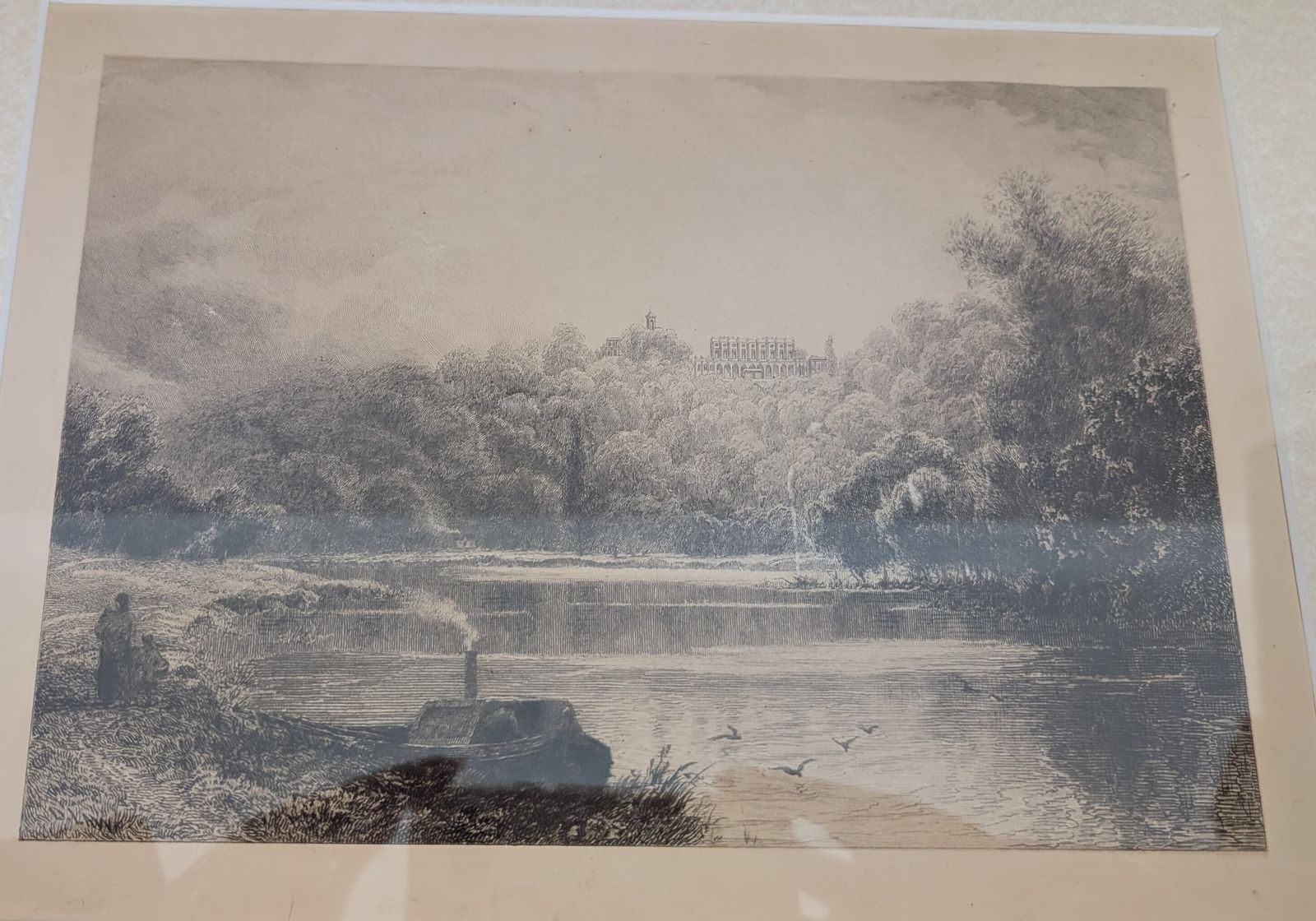 Framed David Law 19th Century Etching Landscape River photo 50.0