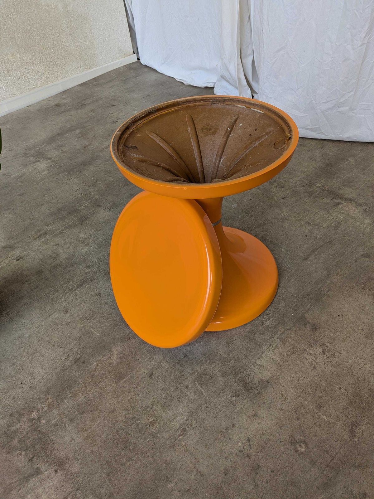 Orange Vintage Mushroom Stool “Jurček” By Meblo, 1960s – Space Age Retro photo vintage