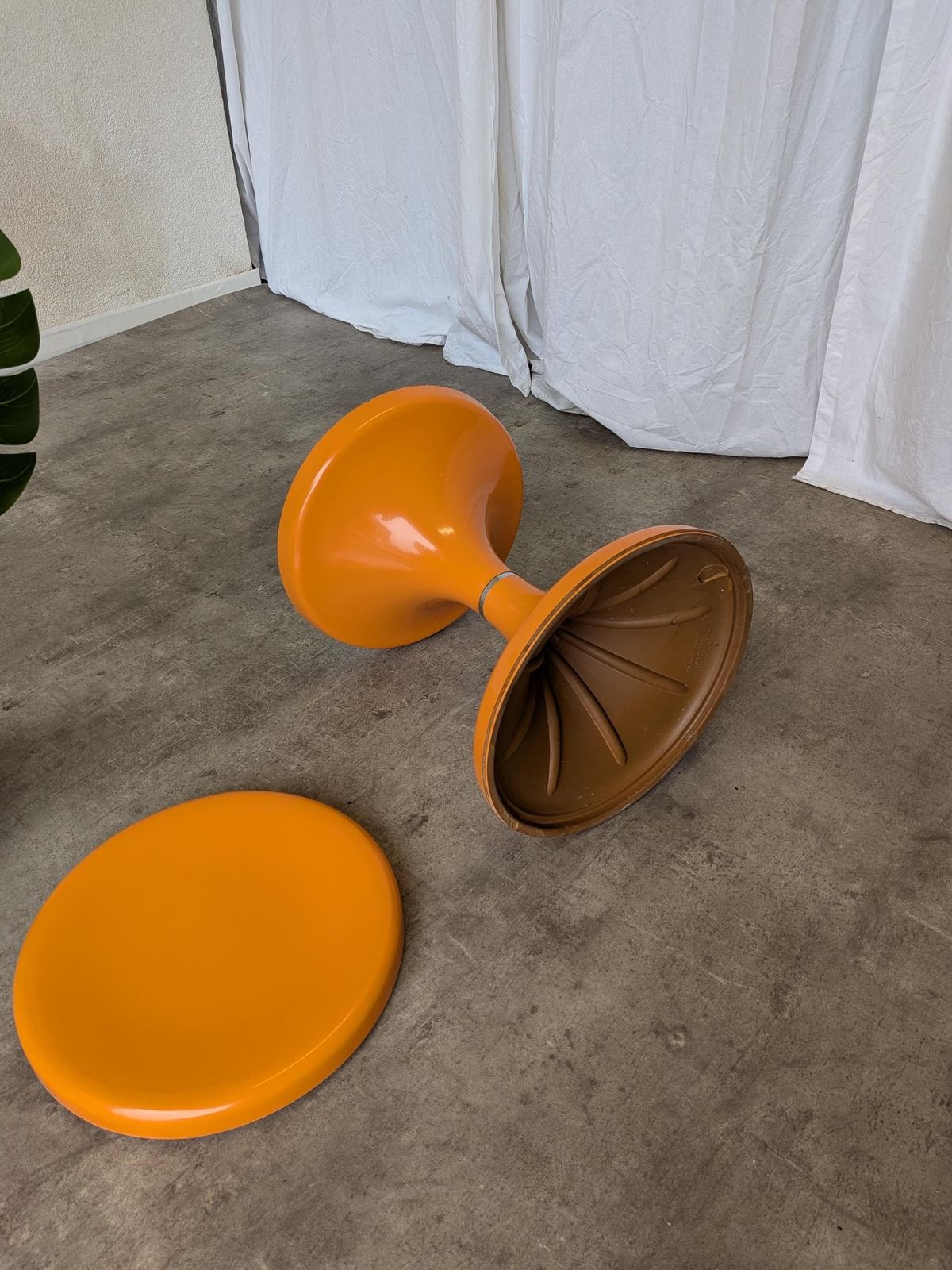 photo for sale Orange Vintage Mushroom Stool “Jurček” By Meblo, 1960s – Space Age Retro