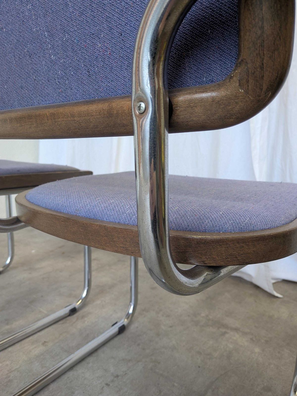 photo buy Vintage Cesca Style Armchairs (Set Of 2)   Purple Fabric, Mid Century Modern