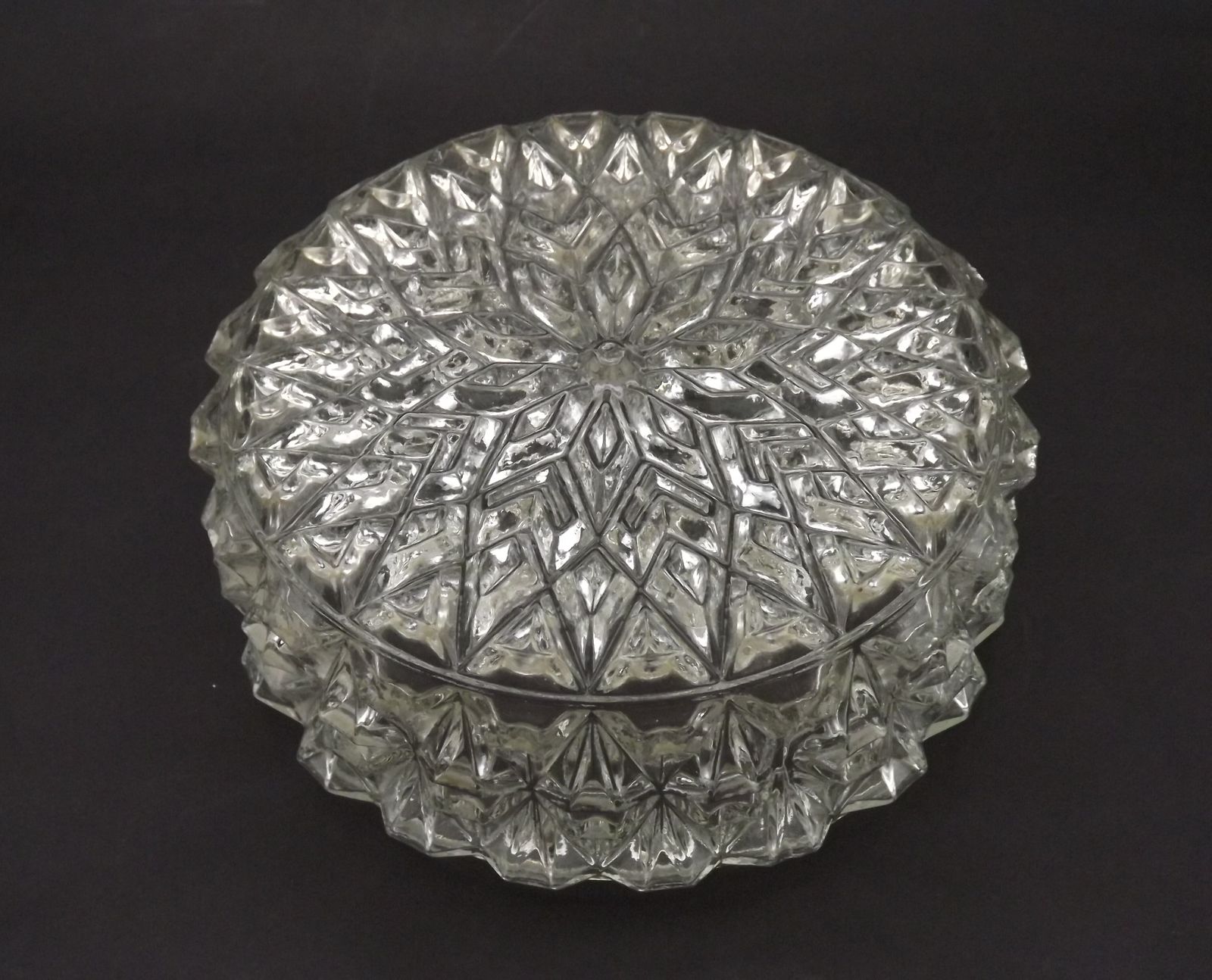 Franse Mid Century Ronde Heldere Geslepen Glazen Plafondlamp Vervangende Kap