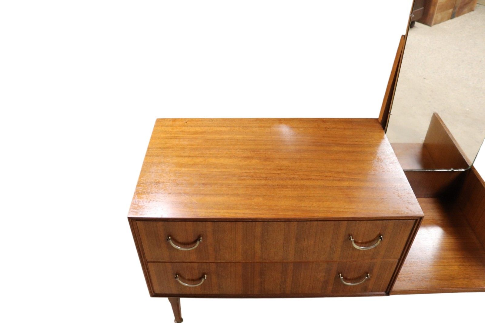 Mid Century Meredew Teak Dressing Chest / Two Drawer Dressing Table 1960s photo vinterior