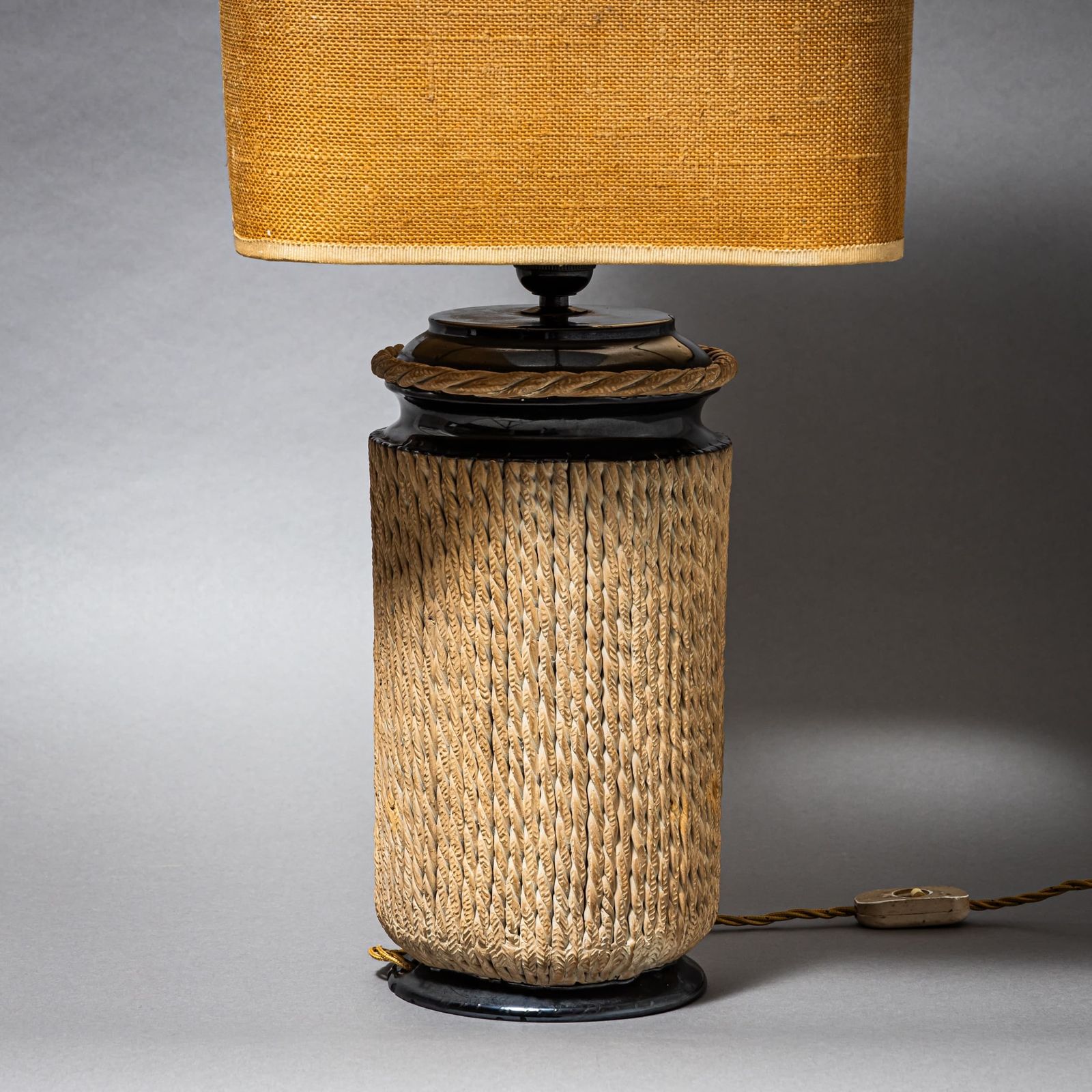 Table Lamp With Rope Decoration, Mid 20th Century photo vinterior