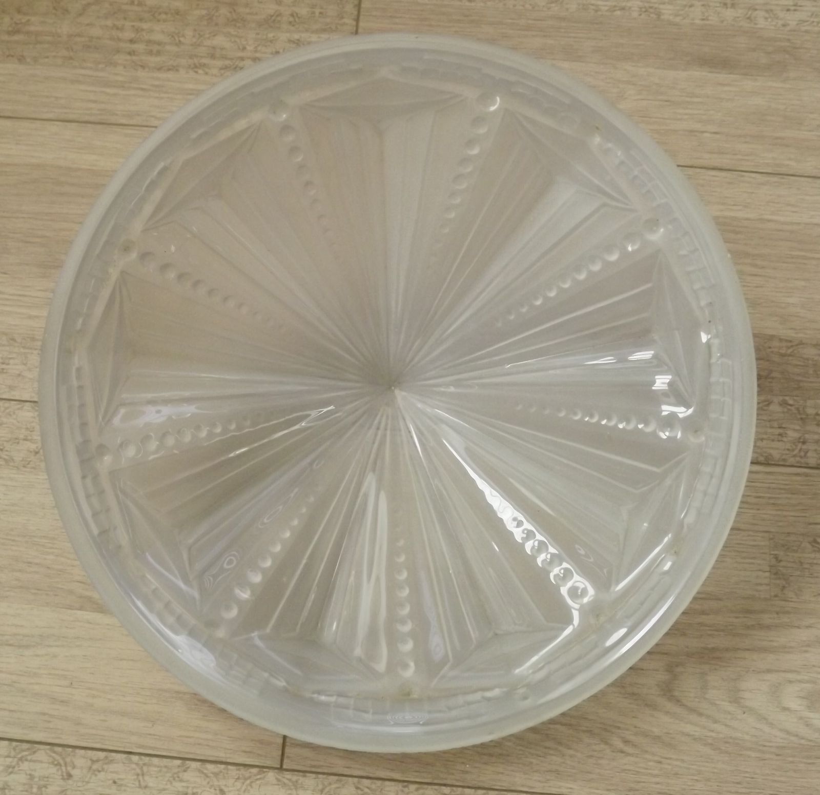 Lighting French Art Deco White Opaque Glass Abstract Platformier Light Shade photo