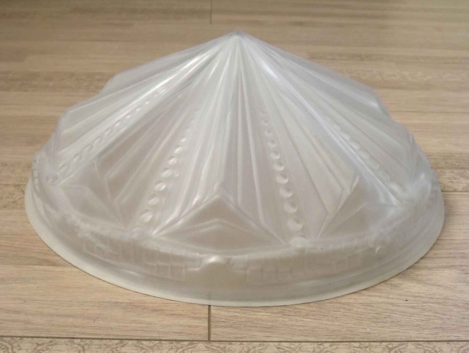 110.0 French Art Deco White Opaque Glass Abstract Platformier Light Shade photo