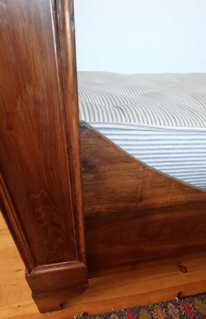 Antique French Oak Lit Bateau Super Single Size Bed Mattress And Bedbase photo vinterior