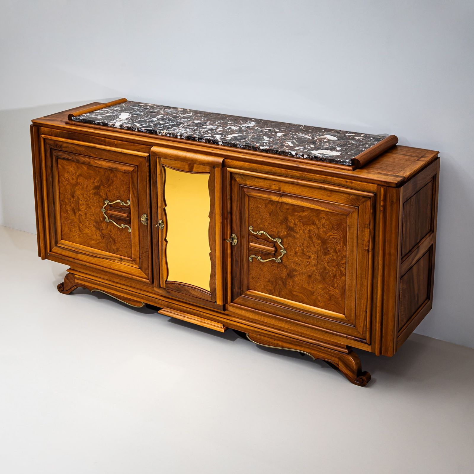 Art Deco Sideboard With Marble Top, France, 1930s