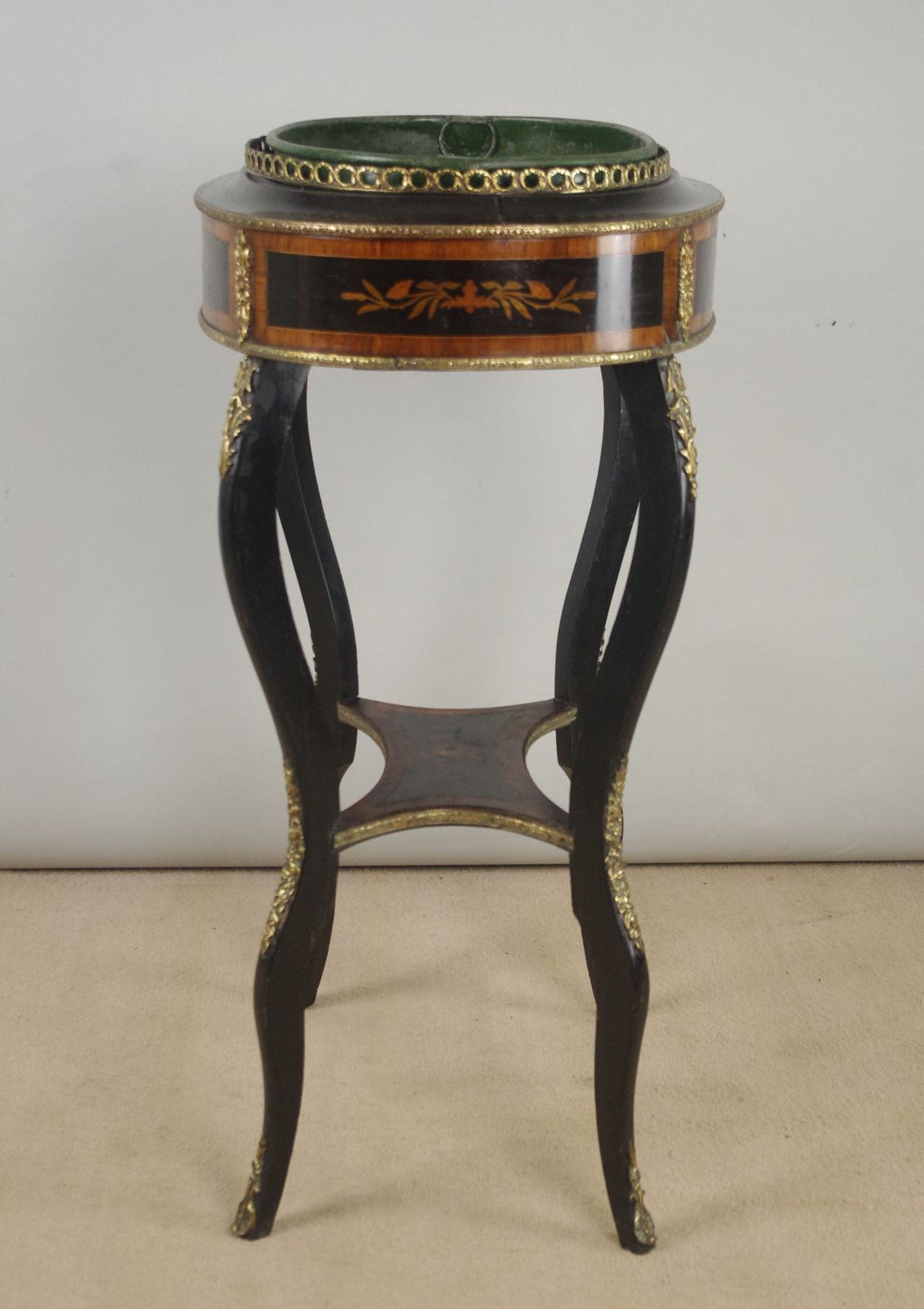 1350.0 19th Century French Ebonised Jardiniere Table With Gilt Metal Mounts photo