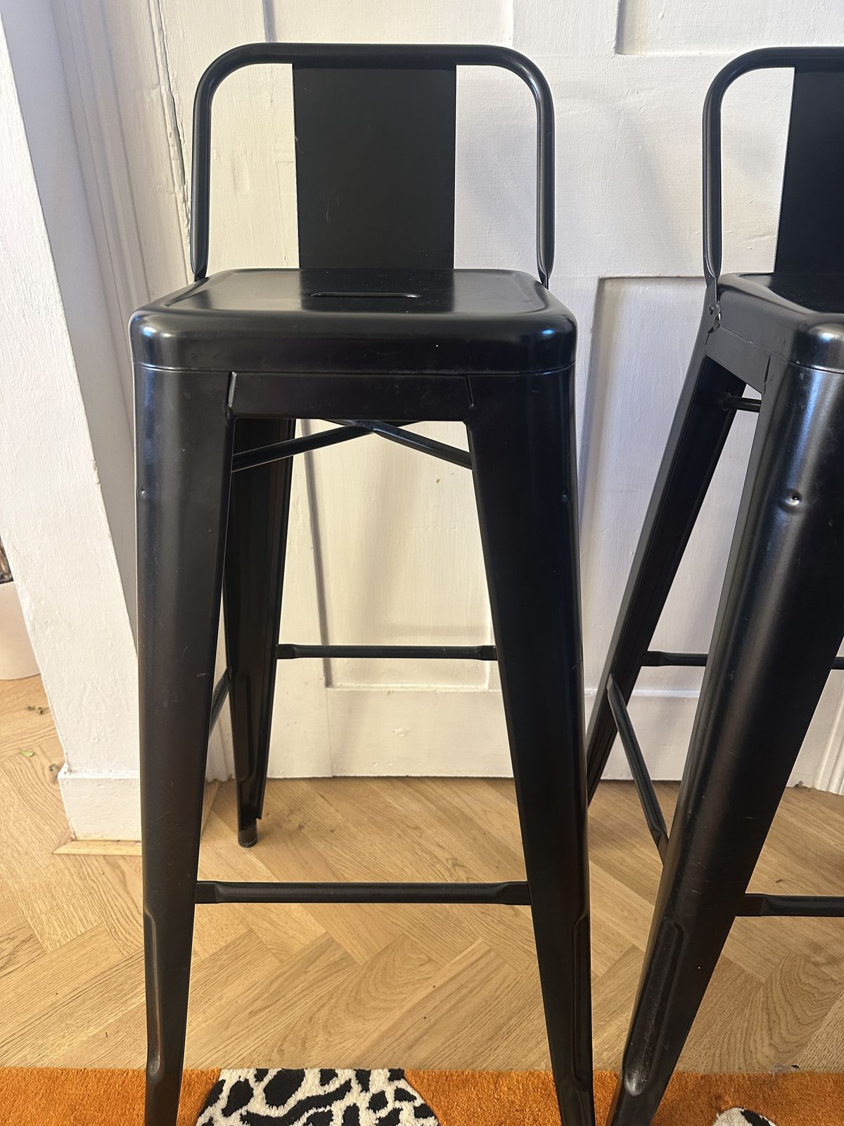 Furniture 2 Genuine Tolix Metal Stools Matt Black High Counter 80cm Hardly Used Paid £733 photo