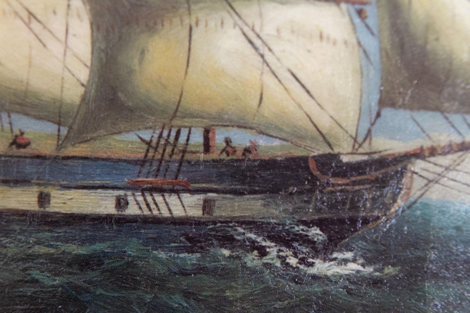 1222.0 Marine Oil Paintings Of Sail Ships In Gilded Frame, 20th Century. Set Of 2. photo