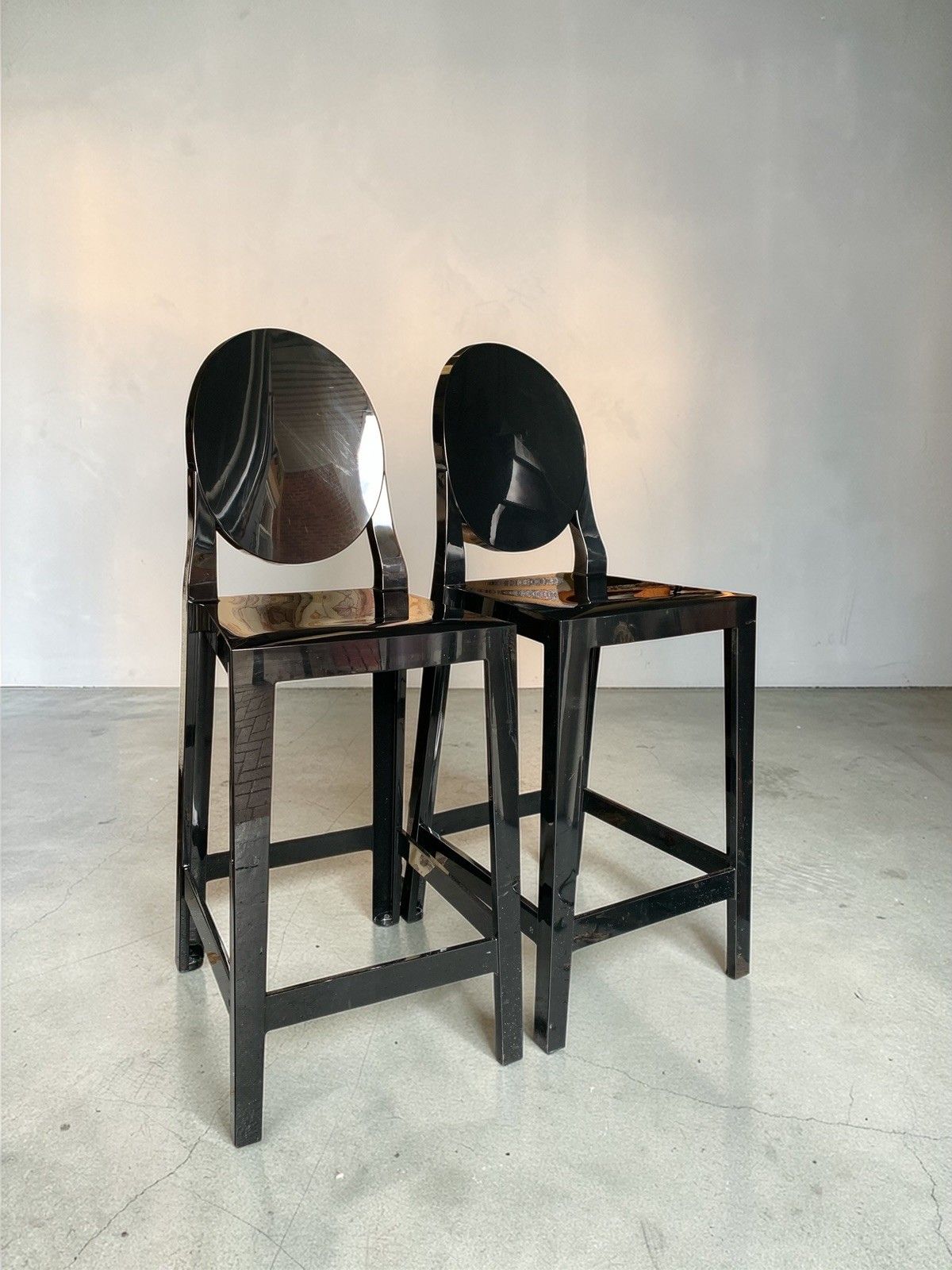 Pair Of Philippe Starck –Kartell ‘One More’ Counter Stools (65cm)  Glossy Black photo 621.0