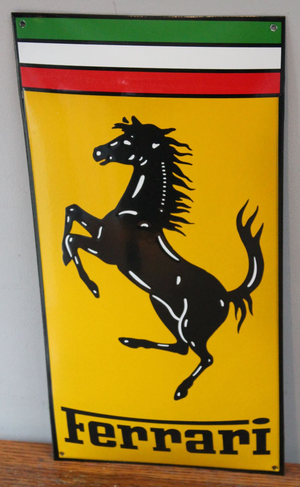 Ferrari Prancing Horse Dealer Auto Garage Sign Enamel Metal Dealership Showroom Plaque Art Cavallino Rampante Scuderia F1 Mille Miglia 1000 Auto Parts photo vinterior
