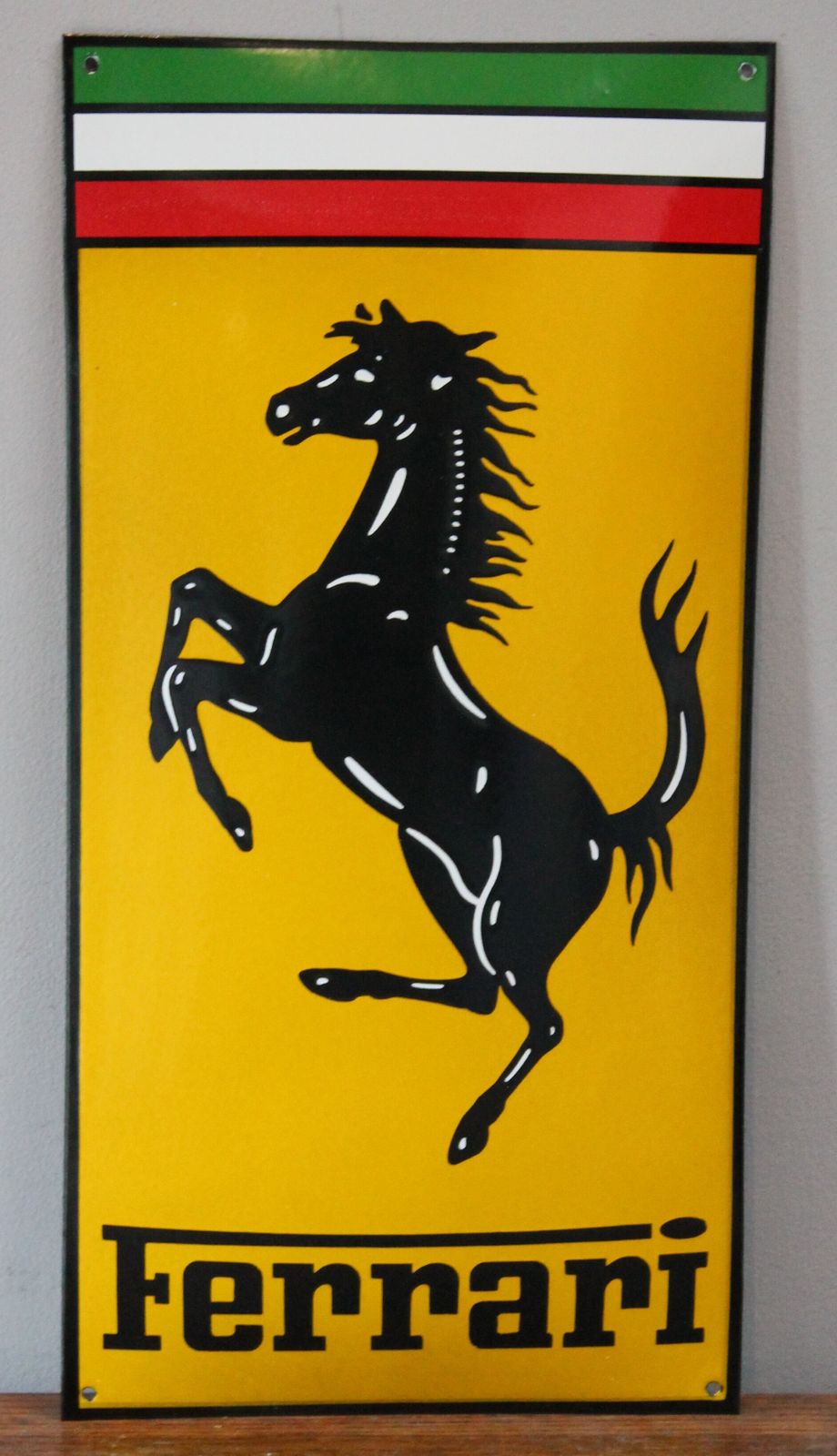 Ferrari Prancing Horse Dealer Auto Garage Sign Enamel Metal Dealership Showroom Plaque Art Cavallino Rampante Scuderia F1 Mille Miglia 1000 Auto Parts