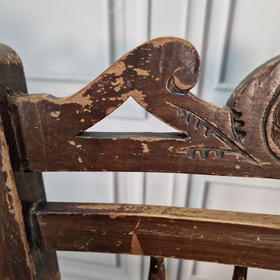 Antique Spindle Back Chair Wooden Bedroom Occasional Seat Victorian Edwardian photo vintage
