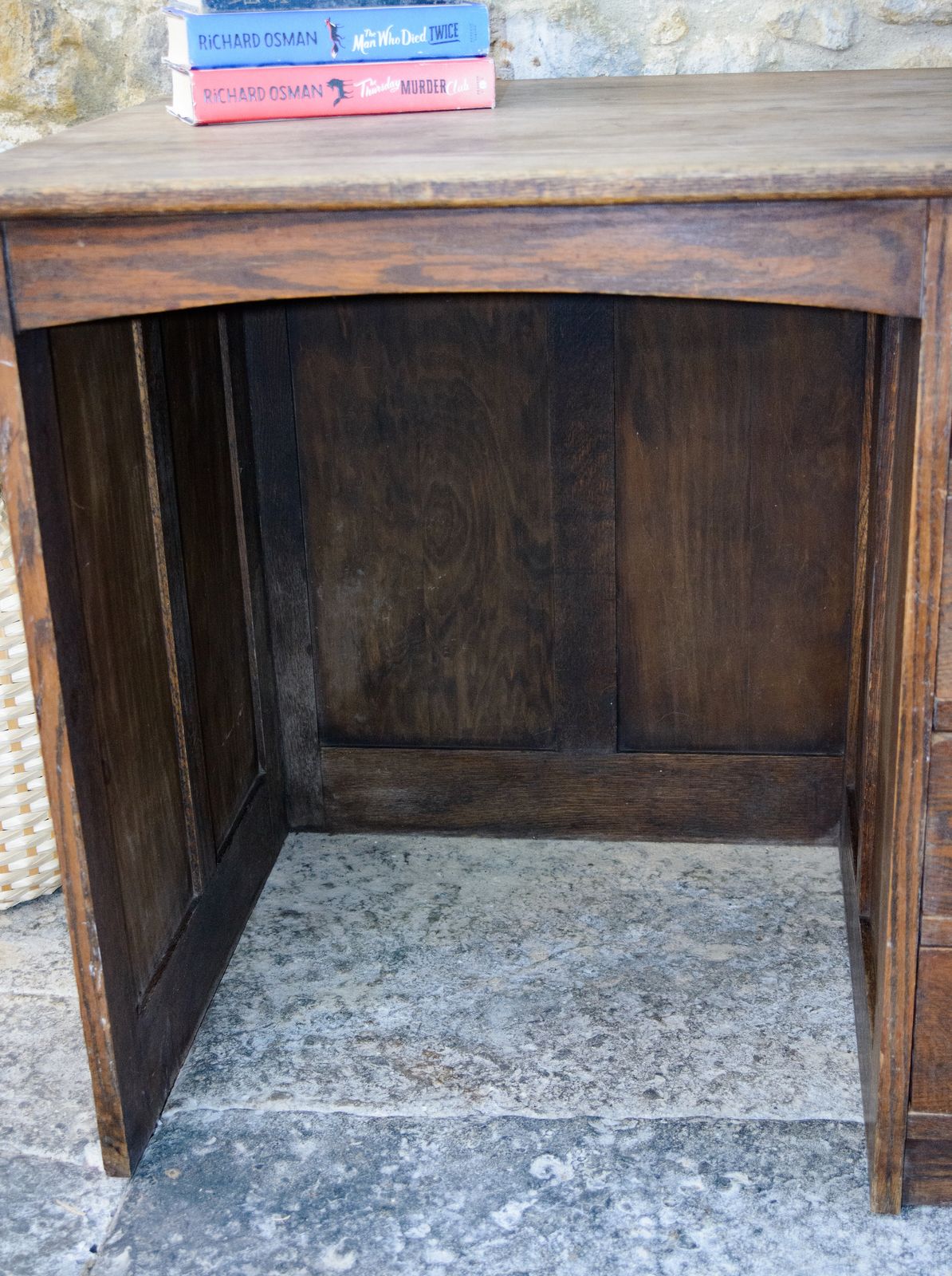 Antique Oak Kneehole Desk   Single Pedestal   1920s 1930s photo vinterior