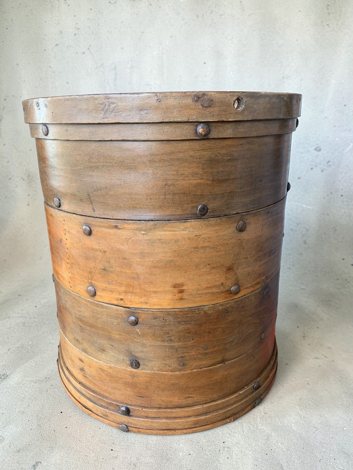 Large Chinese 4 Sectional Food Carrier Rustic Bamboo Wood Side Occasional Table photo vinterior