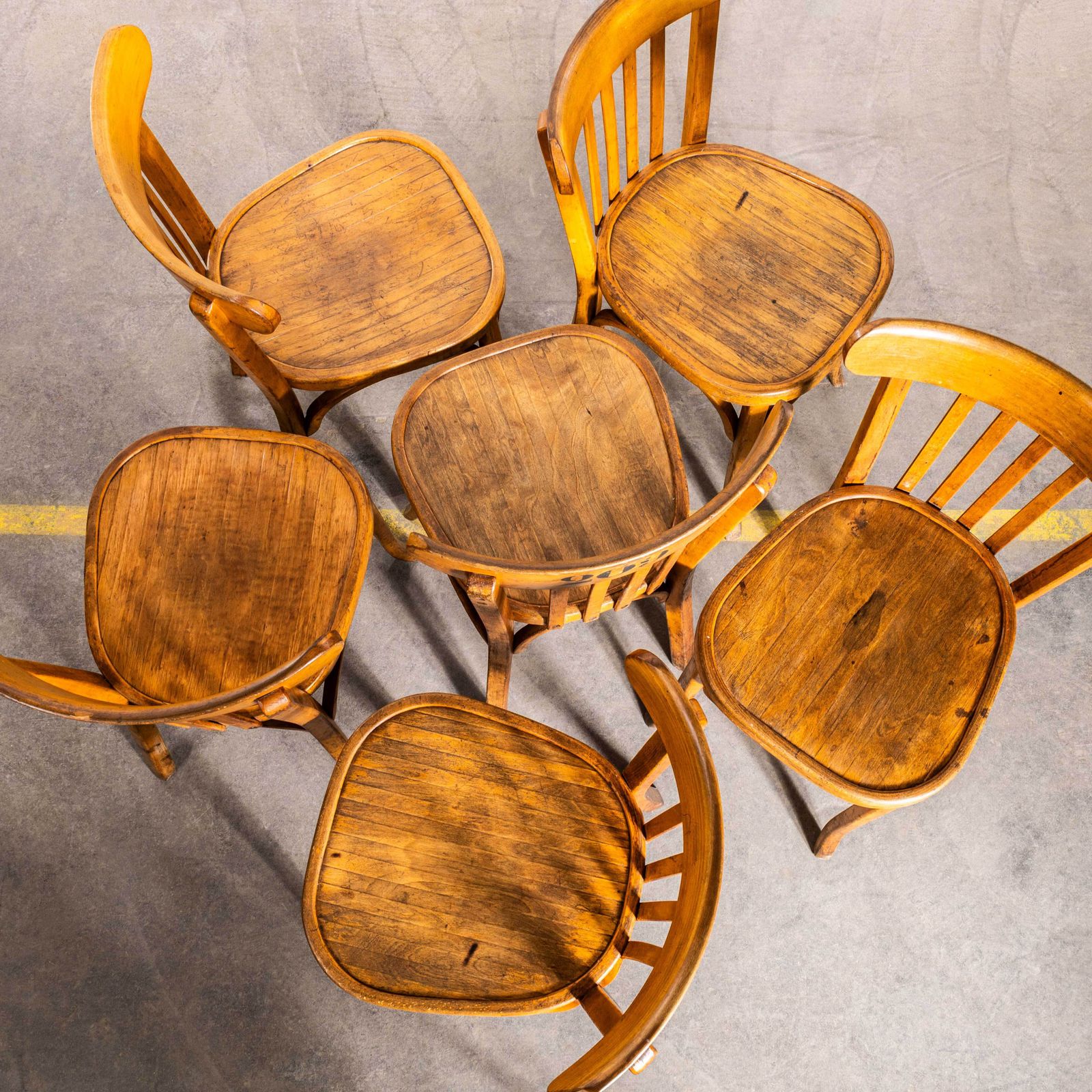 photo furniture 1950’s Baumann Blonde Oak Bentwood Dining Chair – Set Of Six