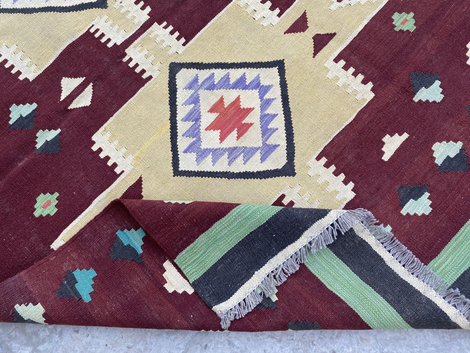 Southwestern Kilim Handwoven Wool 5x6 Area Rug photo for sale
